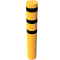 Bollard | steel tube  323 x 5,0 mm | yellow / black | hot-dip galvanized and yellow coatedwith three black reflecting stripes | total length: 2400 mm | with welded steel cap